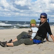 IMG 0059  Na plaży siedziało się w pełnym ubiorze. Mamusia kochana była rozgrzana jazdą na rowerze.